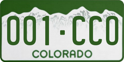 CO license plate 001CCO