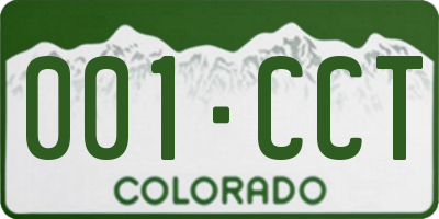 CO license plate 001CCT