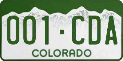 CO license plate 001CDA