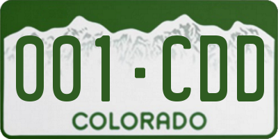 CO license plate 001CDD