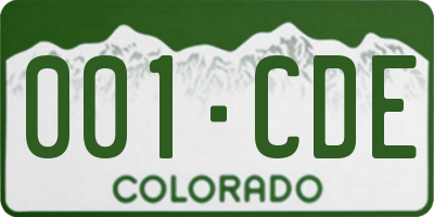 CO license plate 001CDE