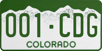 CO license plate 001CDG