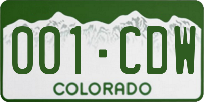 CO license plate 001CDW