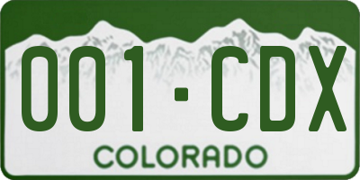 CO license plate 001CDX