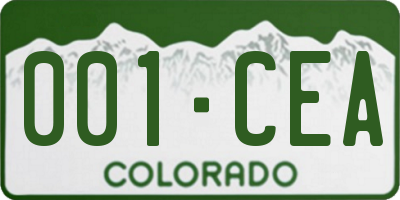 CO license plate 001CEA