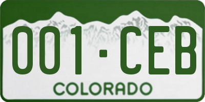 CO license plate 001CEB