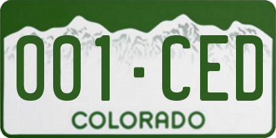CO license plate 001CED