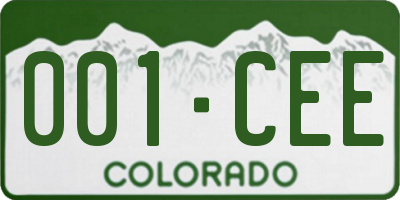 CO license plate 001CEE