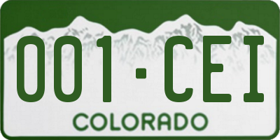 CO license plate 001CEI