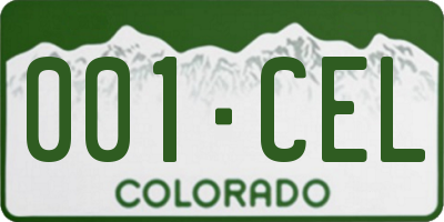 CO license plate 001CEL