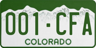 CO license plate 001CFA