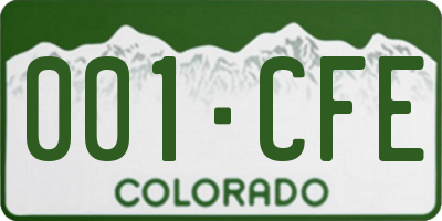 CO license plate 001CFE