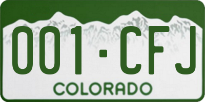 CO license plate 001CFJ