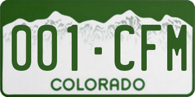 CO license plate 001CFM