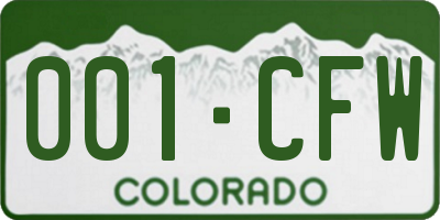 CO license plate 001CFW