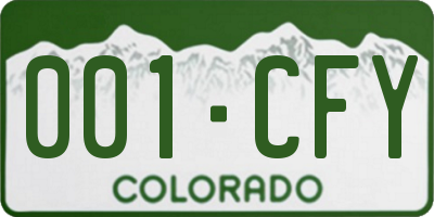 CO license plate 001CFY