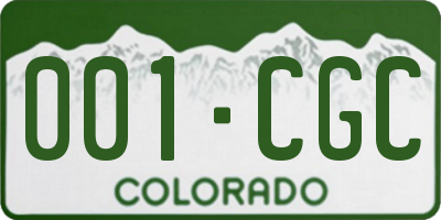 CO license plate 001CGC