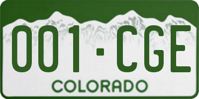 CO license plate 001CGE