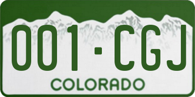 CO license plate 001CGJ