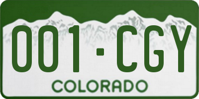 CO license plate 001CGY