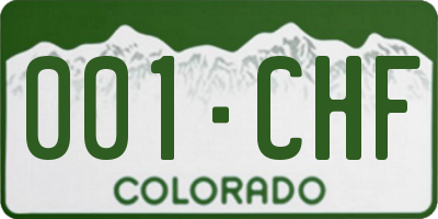 CO license plate 001CHF