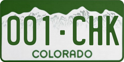 CO license plate 001CHK