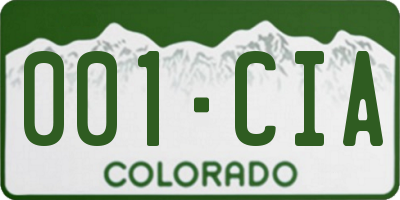 CO license plate 001CIA