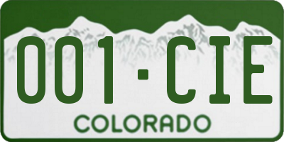 CO license plate 001CIE