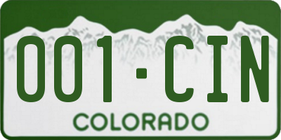 CO license plate 001CIN