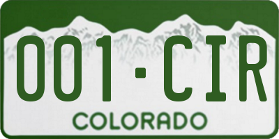 CO license plate 001CIR