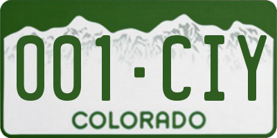 CO license plate 001CIY