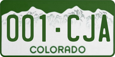 CO license plate 001CJA