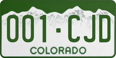 CO license plate 001CJD