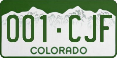 CO license plate 001CJF