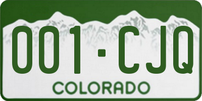 CO license plate 001CJQ