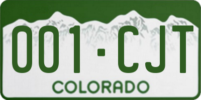 CO license plate 001CJT