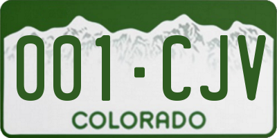 CO license plate 001CJV