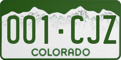 CO license plate 001CJZ