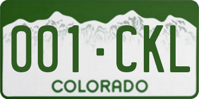 CO license plate 001CKL