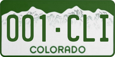 CO license plate 001CLI