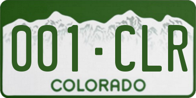 CO license plate 001CLR