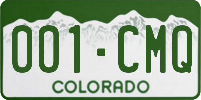 CO license plate 001CMQ