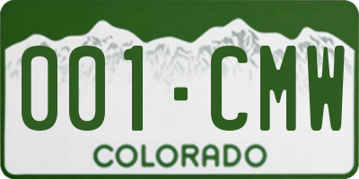 CO license plate 001CMW