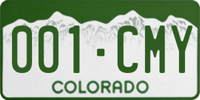 CO license plate 001CMY