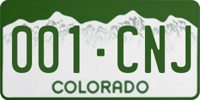 CO license plate 001CNJ