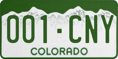 CO license plate 001CNY