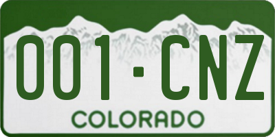 CO license plate 001CNZ