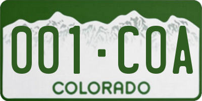 CO license plate 001COA