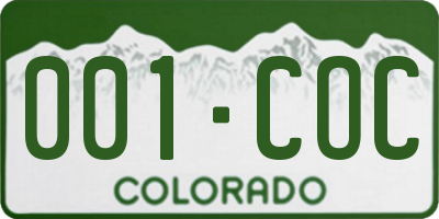 CO license plate 001COC