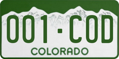 CO license plate 001COD